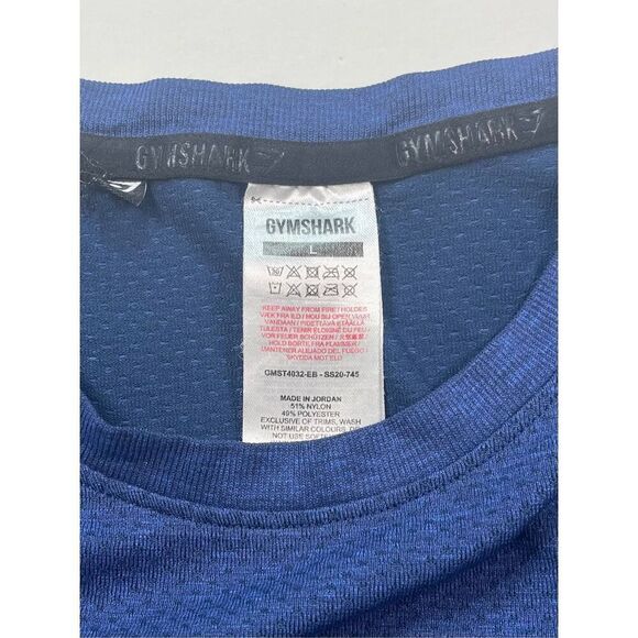 Gymshark Men Arrival Short Sleeve Blue Performance Tees with Logo Size Large EUC - Picture 3 of 8